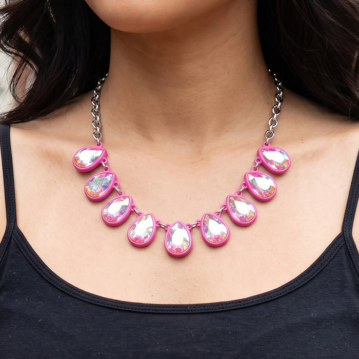 12102 - Crystal Necklace - Fuchsia