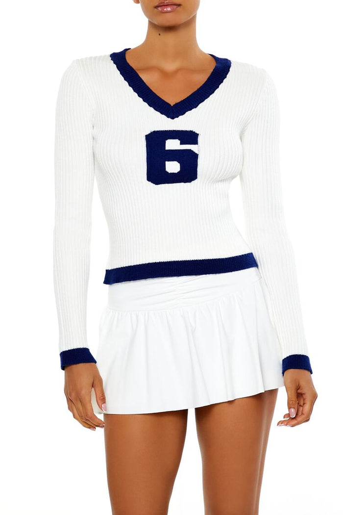 6 Graphic V-Neck Sweater