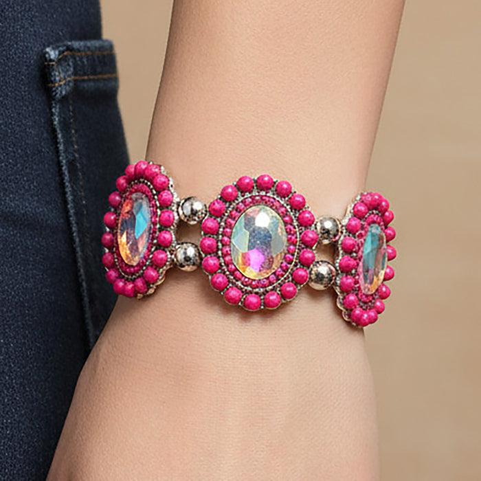 74900 - Western Beaded Bracelet - Fuchsia