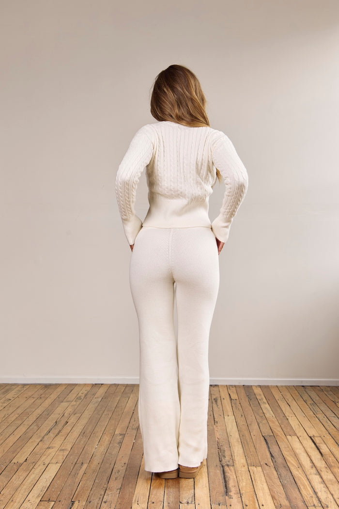 Astoria Rib Knit Pant - Ivory