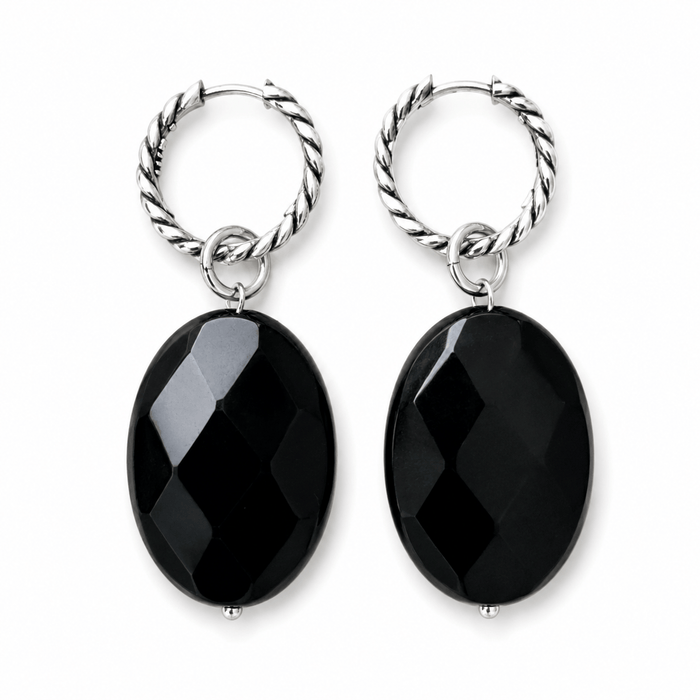 Black Onyx Choker & Huggie Earring Set