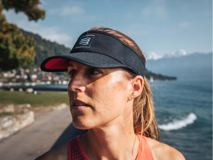 Compressport Unisex's Running Visor Black/Red - CU00054B_906_0TU