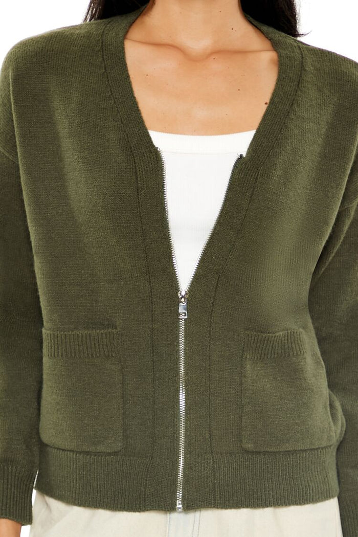 Drop-Sleeve Zip-Up Sweater
