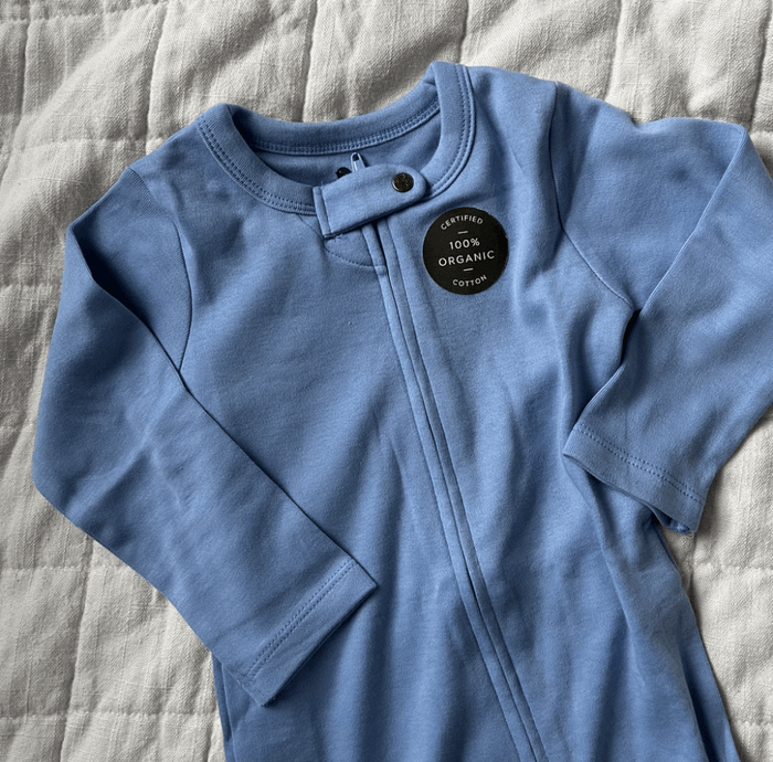 Baby footie | periwinkle blue Finn + Emma