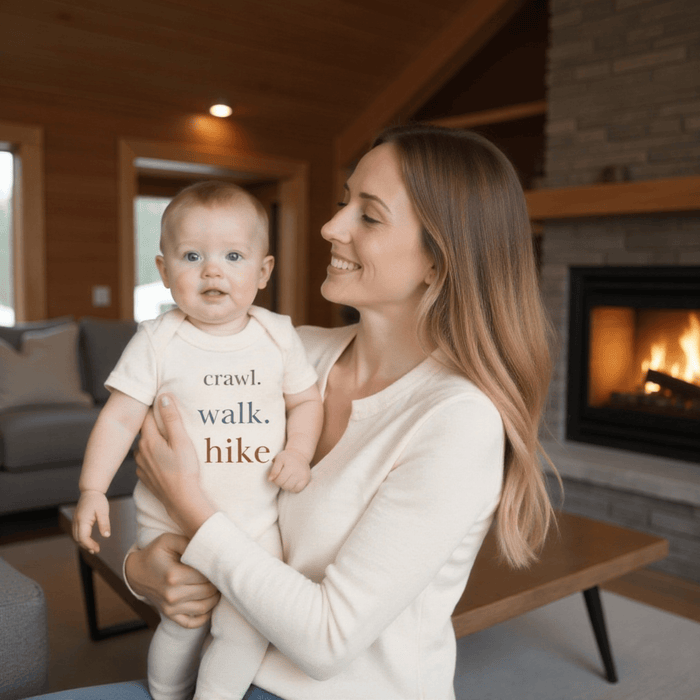 Baby graphic bodysuit | crawl walk hike finn + emma