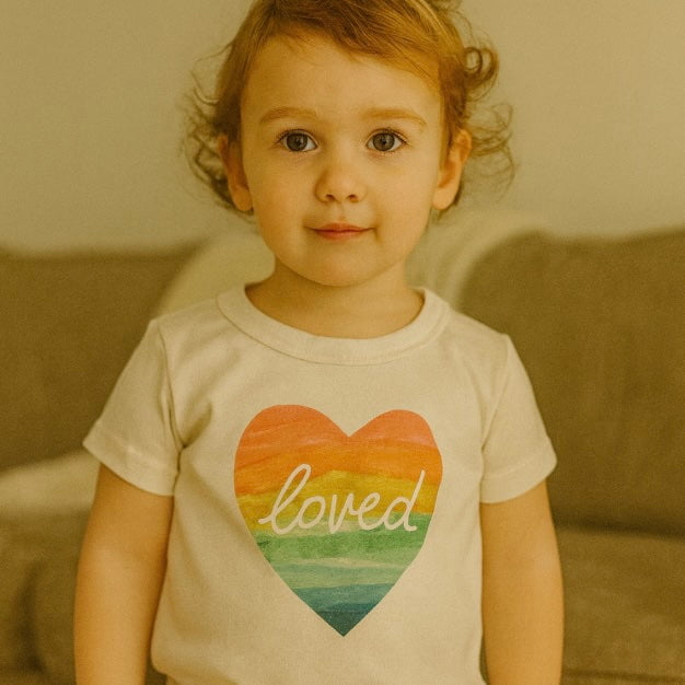 Baby graphic tee | loved rainbow heart finn + emma