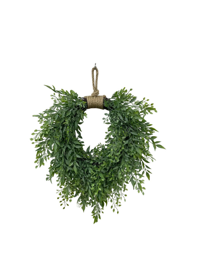 Green smilax heart-shaped wreath