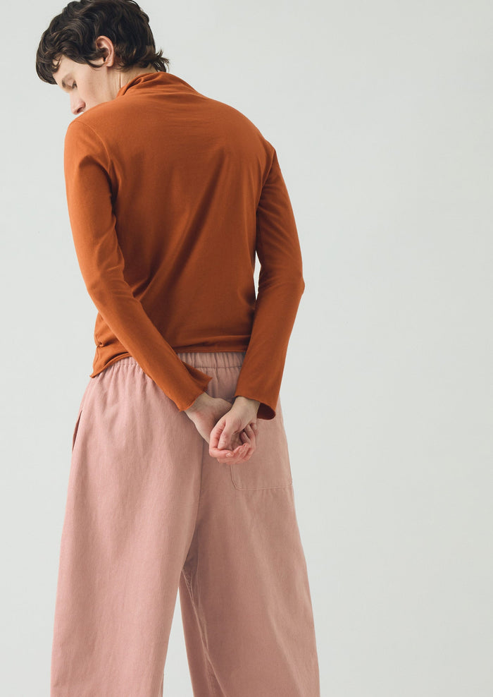 High Neck Soft Cotton Tee | Burnt Sienna