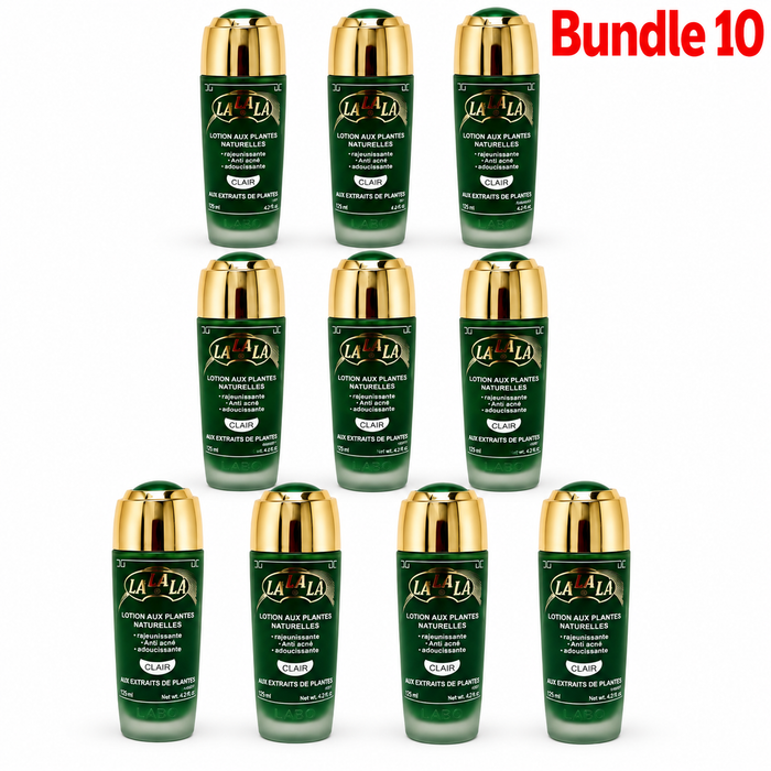 LA LA LA Lotion Aux Plantes Naturelles in branded packaging, a botanical skincare lotion formulated with natural plant ingredients to moisturize and promote smooth, soft, and radiant-looking skin.
