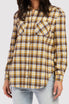 Yellow Brown Lurex Plaid Swatch