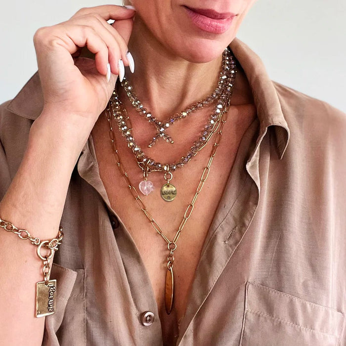 Love Heart Crystal Boho Wrap Bracelet/Necklace