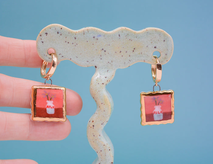 Milk Bottle Portrait Earrings