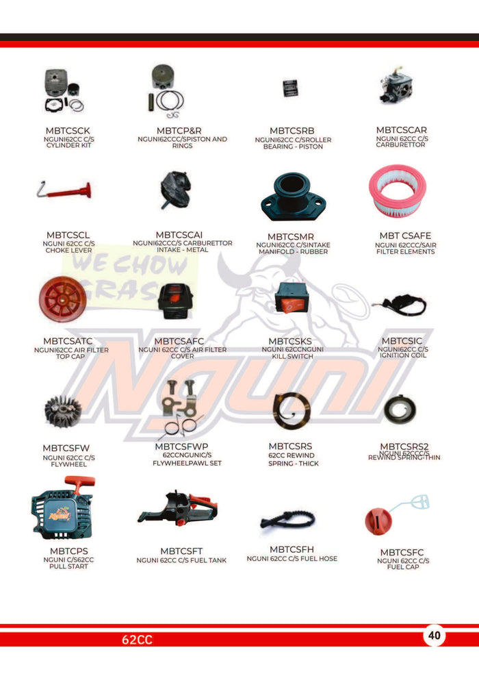 Nguni Chainsaw – 62CC C/S Piston and Rings