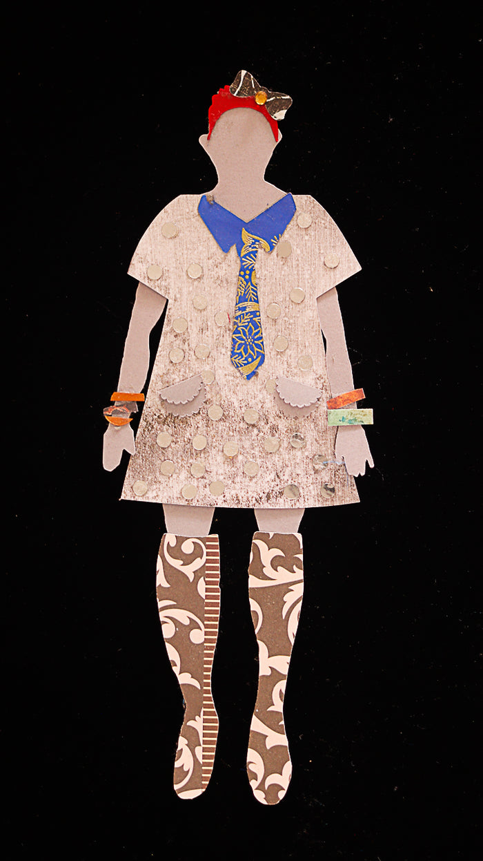 Paper Doll Grey with Short hair and Bow