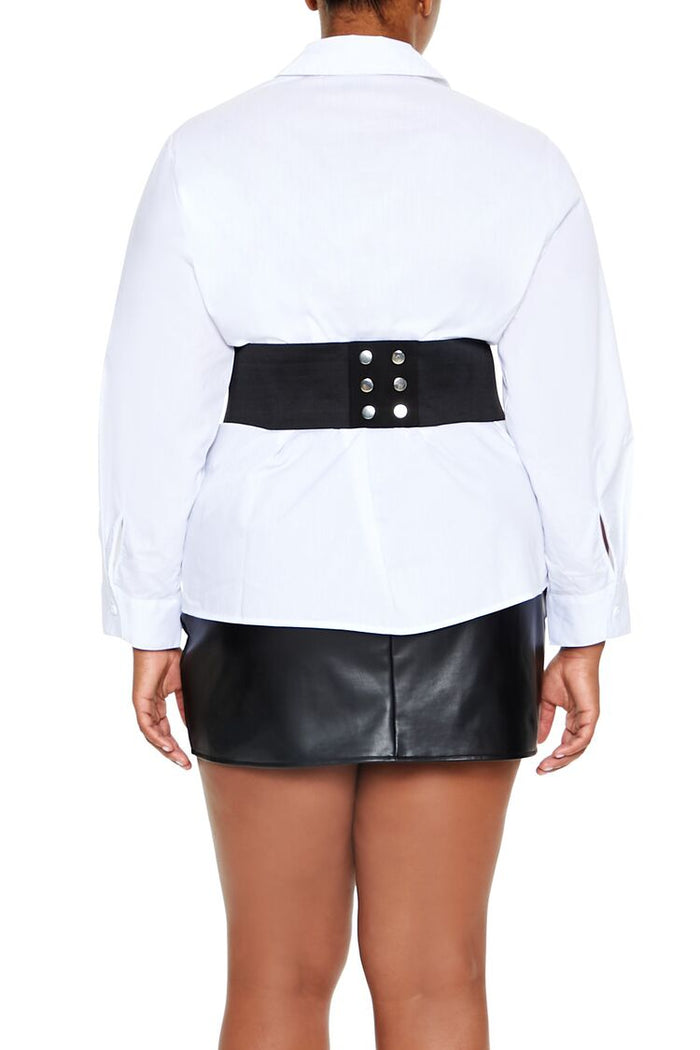Plus Size Rhinestone Belt Shirt