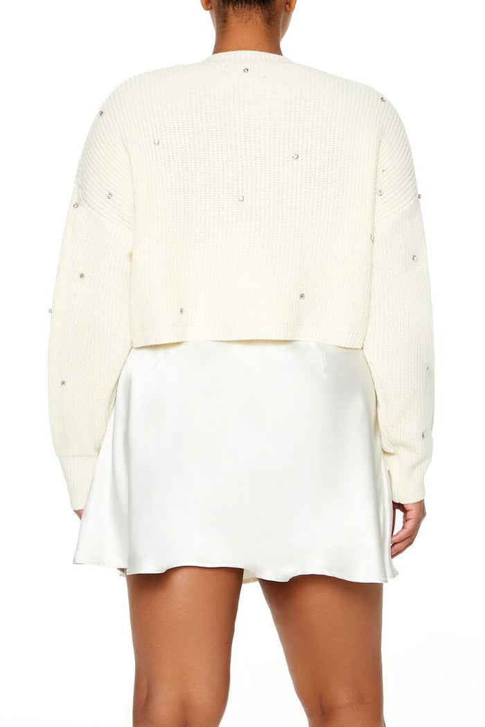 Plus Size Rhinestone Cardigan Sweater
