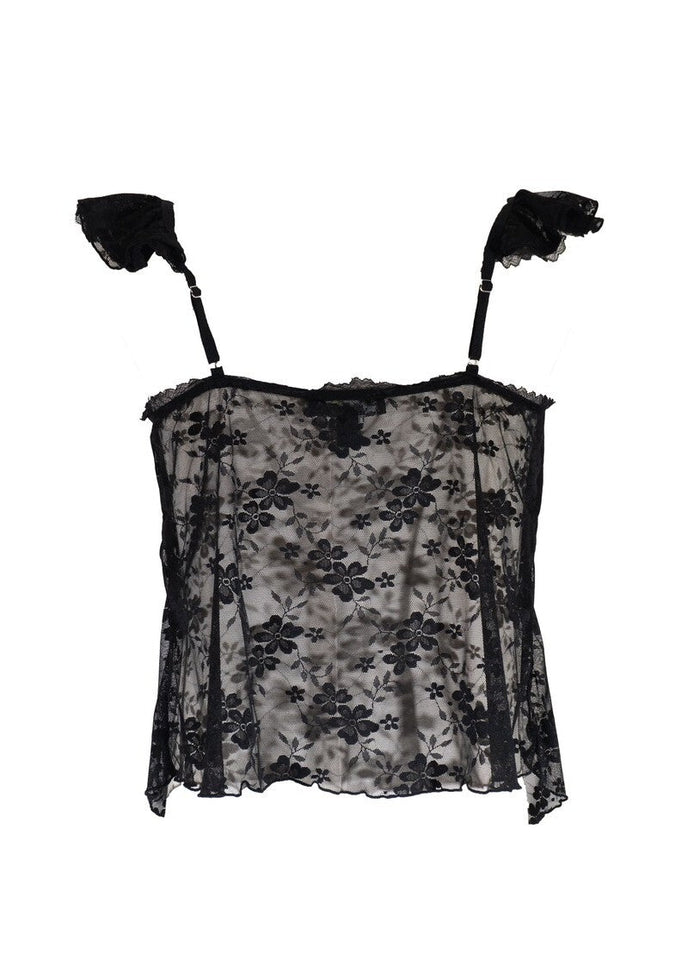 Plus Size Sheer Cap-Sleeve Lace-Trim Top
