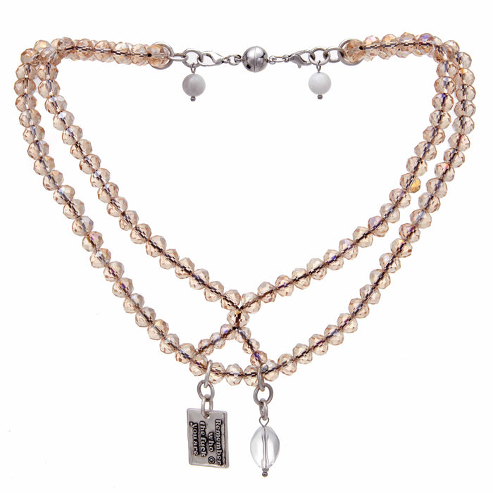 Remember Who The F*ck You Are Heart Crystal Boho Wrap Bracelet/Necklace