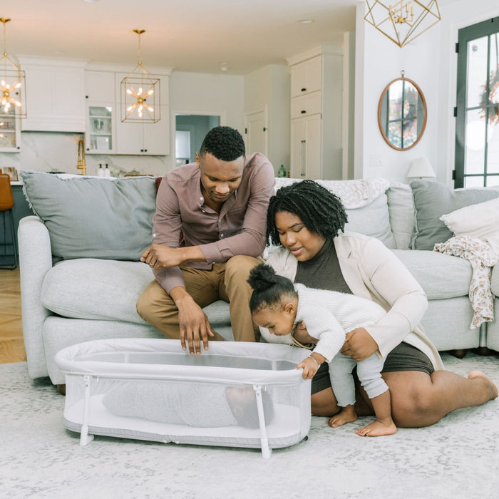 Snuggle Nest™ Portable Bassinet - Driftwood Grey - Baby Delight