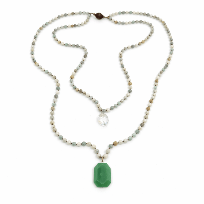 amazonite with green aventurine / Antique Gold