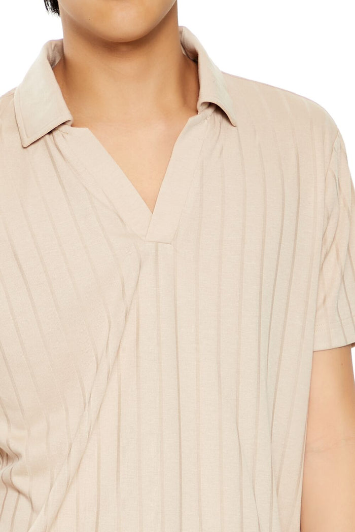 Striped Split-Neck Polo Shirt