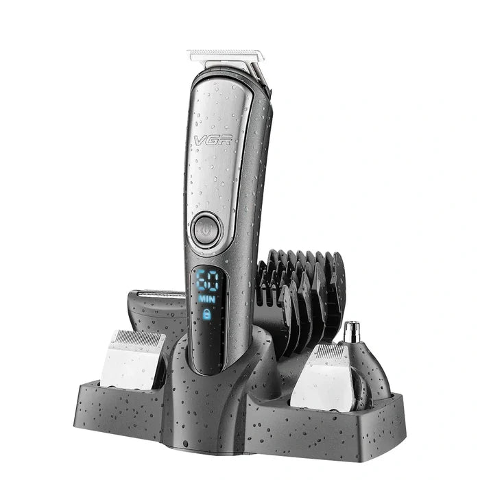 VGR V-105 Professional 5-in-1 Grooming Kit for Men with Led Display, 60 Min Runtime, Black