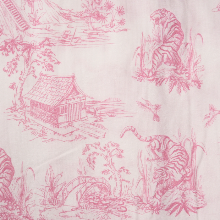 Women's Pink Toile de Jouy Bamboo Robe