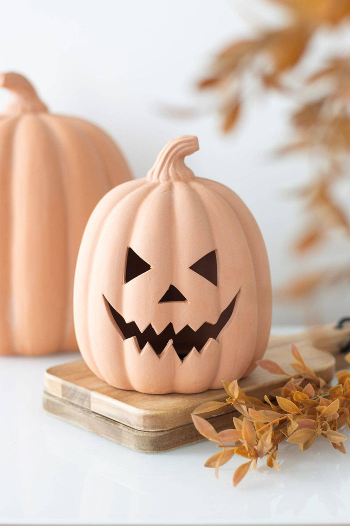15cm Terracotta Halloween Pumpkin Decoration