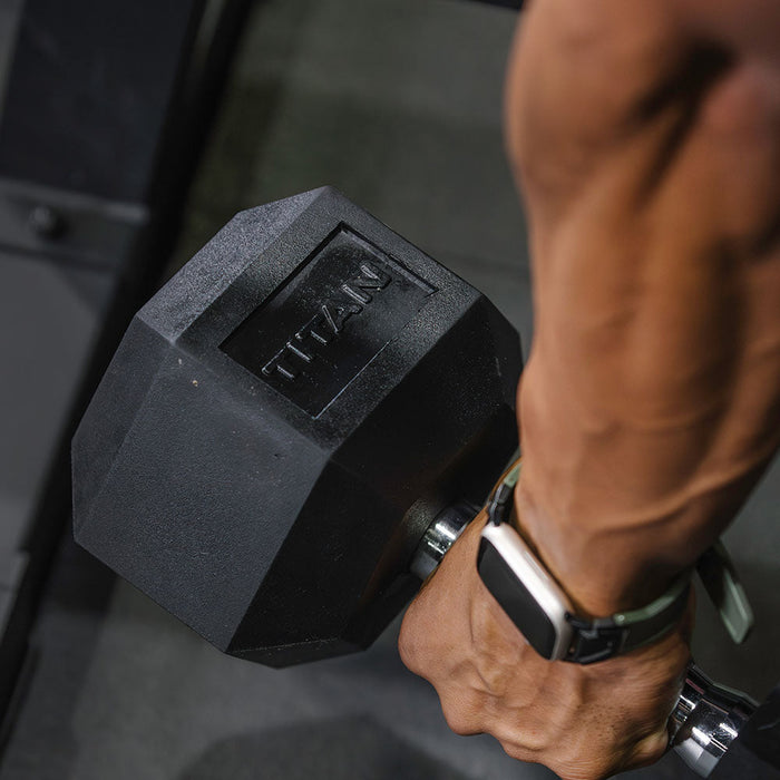 50 LB Pair Rubber Hex Dumbbells