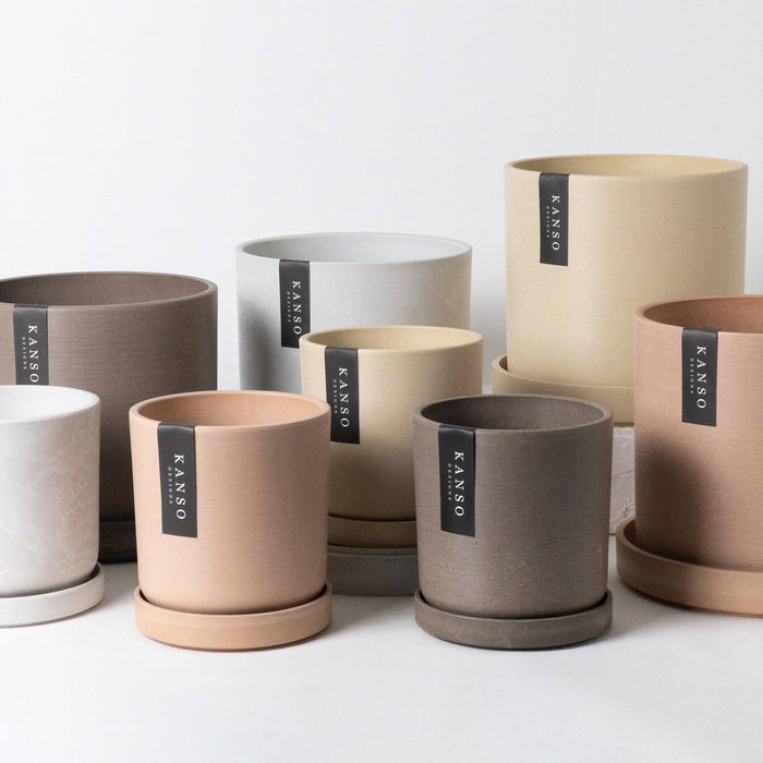 7" & 4" Signature Planters & Saucer | Earth Tones: Tatami Sand / 7" Only