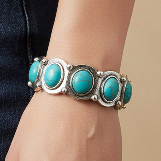 74892 - Squash Blossom Bracelet - Turquoise & Silver