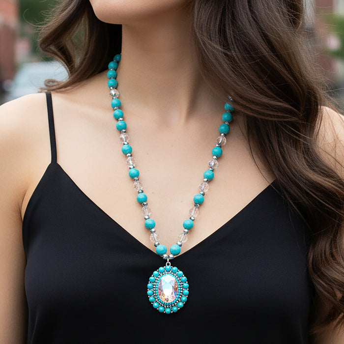 92394 - Western Pendant Necklace - Turquoise