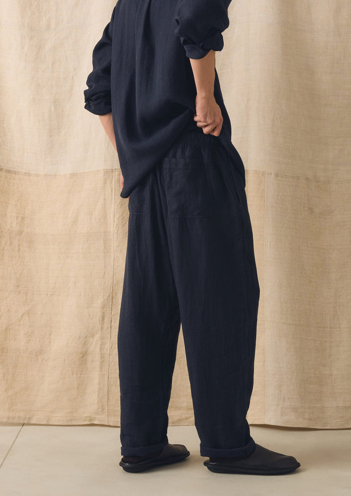 Alfie Garment Dyed Linen Trousers | Slate