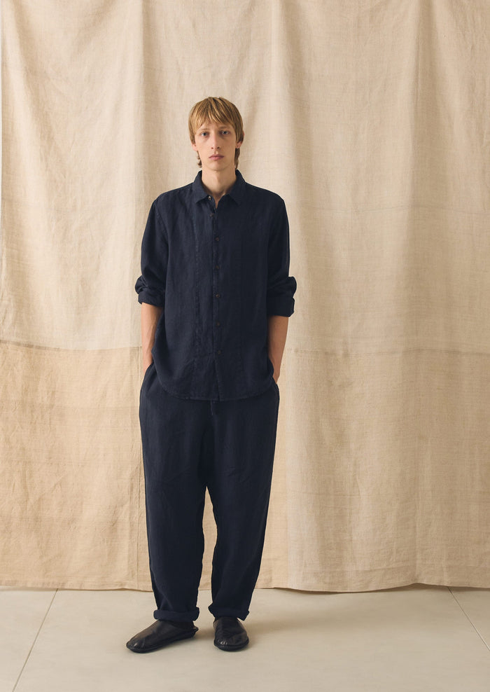 Alfie Garment Dyed Linen Trousers | Slate