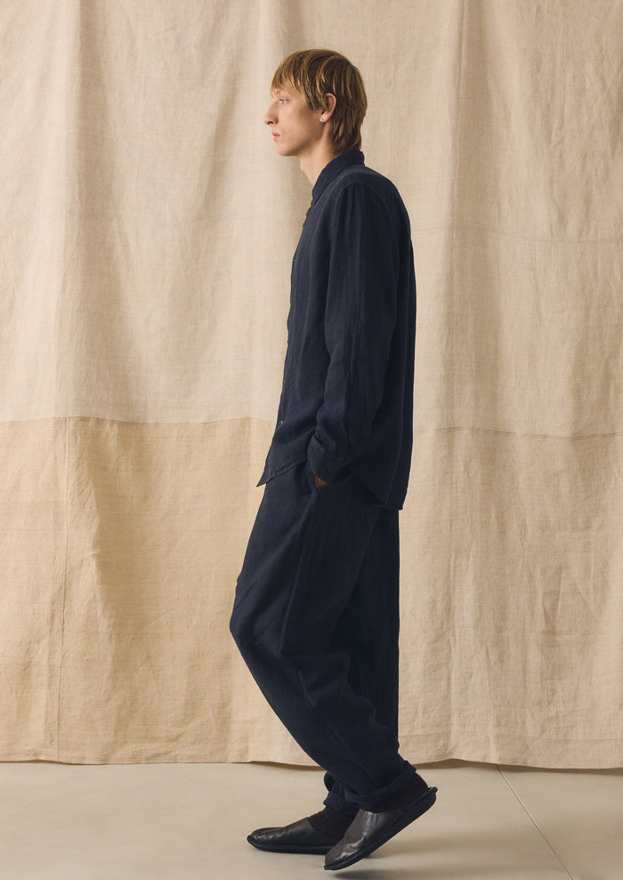Alfie Garment Dyed Linen Trousers | Slate