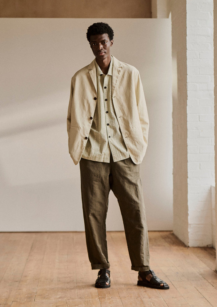 Alfie Overdyed Stripe Trousers | Fawn