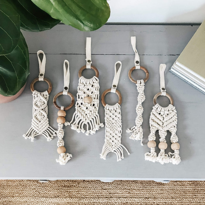 Baby all-in-one toy | macrame diamond finn + emma