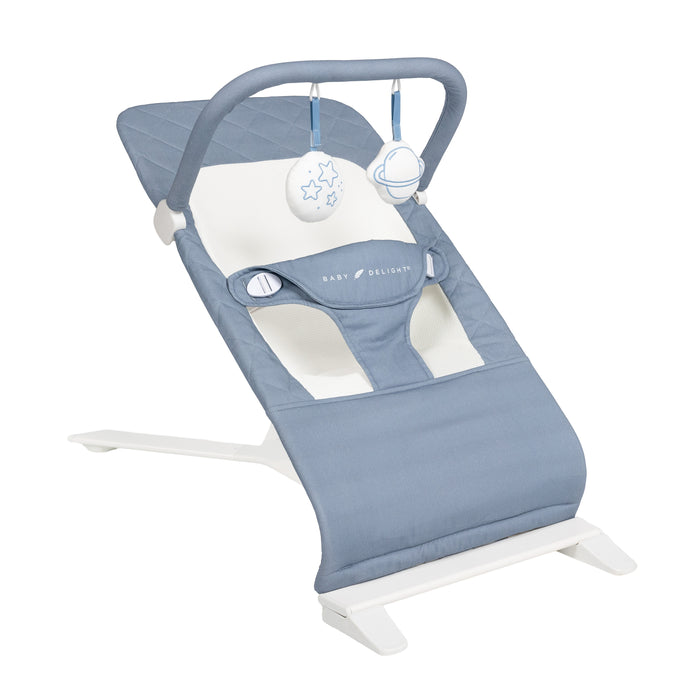Alpine Organic Deluxe Portable Bouncer - Organic Dusty Blue - Baby Delight