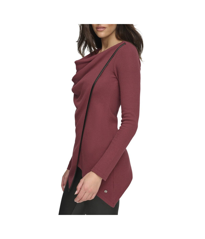 Andrew Marc Women's Draped Thermal Tunic Rust