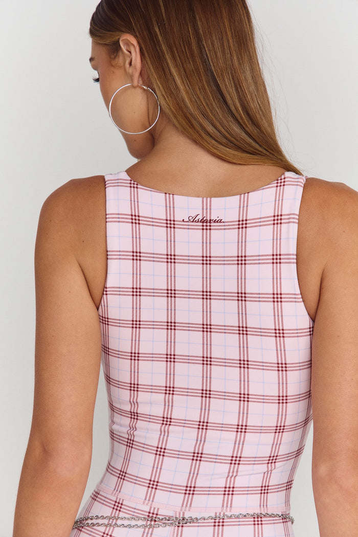 Astoria Airvíve Square Neck Micro Onesie - Princess Pink Plaid