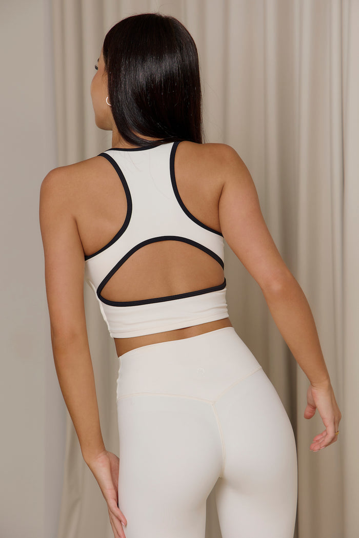 Astoria LUXE BALANCE Cut Out Sports Crop - Cream/Black