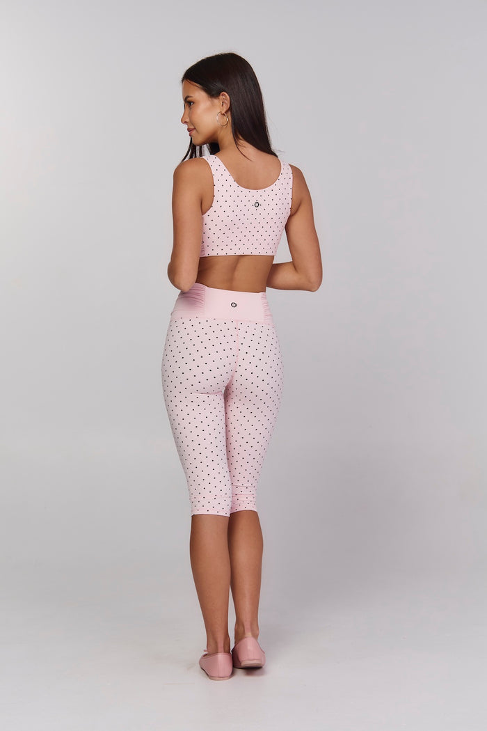 Astoria LUXE BALANCE Ruched Sports Crop - Baby Pink Polka