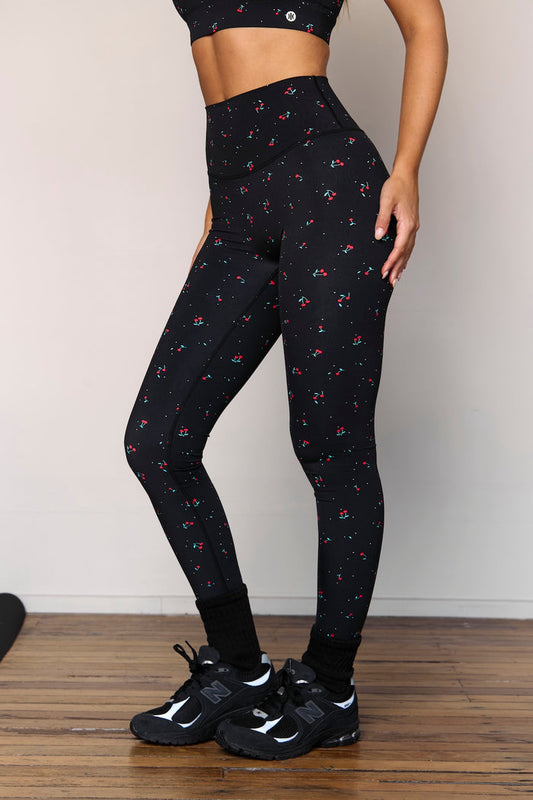 Astoria LUXE BLOSSOM Full Length Legging - Black Cherry