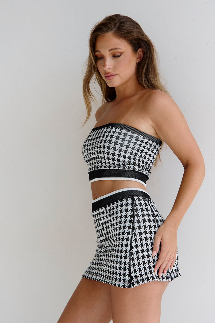 Astoria Seamless Knit Bandeau - Black/Grey Houndstooth