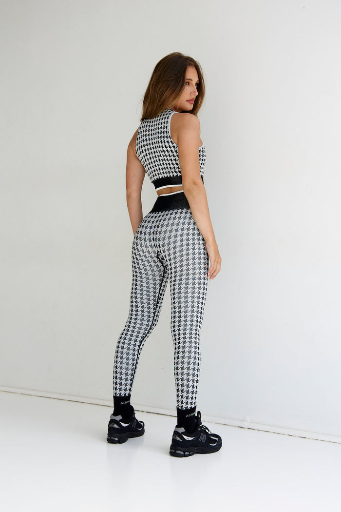 Astoria Seamless Knit Mockneck - Black/Grey Houndstooth
