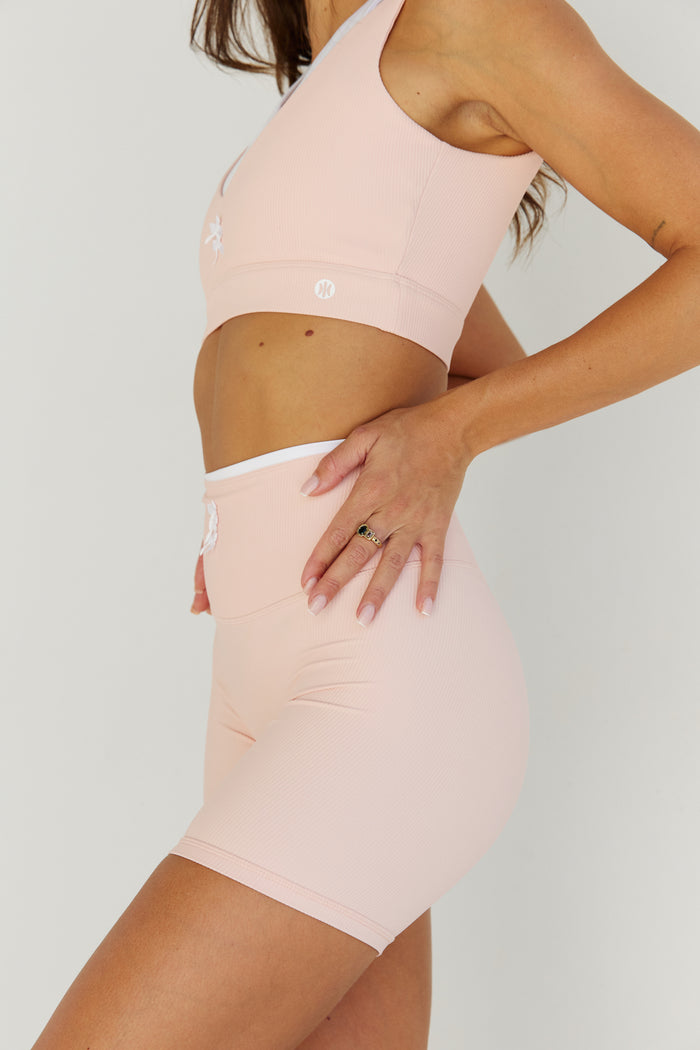 Astoria Seamless Ribbed Barre Sports Bra - Baby Pink
