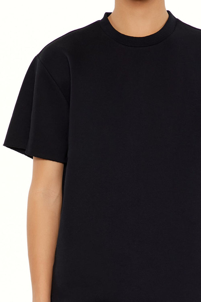 Athletic Cropped Short-Sleeve Raw-Cut Tee