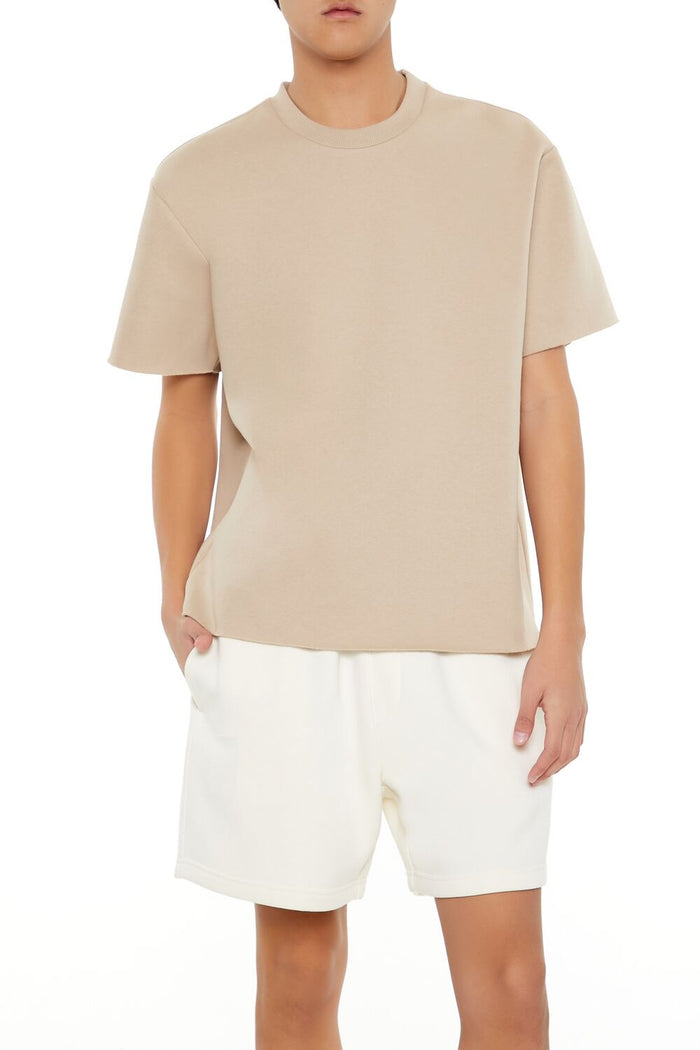Athletic Cropped Short-Sleeve Raw-Cut Tee
