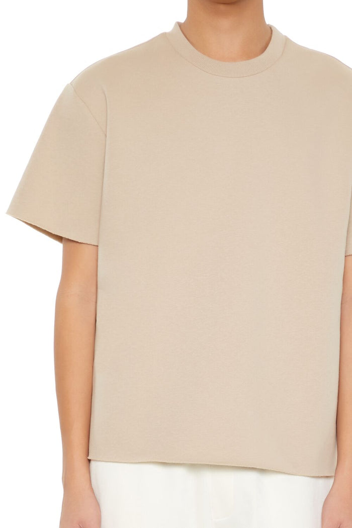 Athletic Cropped Short-Sleeve Raw-Cut Tee