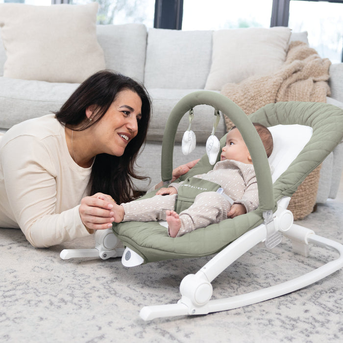 Aura Deluxe Portable Rocker & Bouncer - Organic Sage - Baby Delight